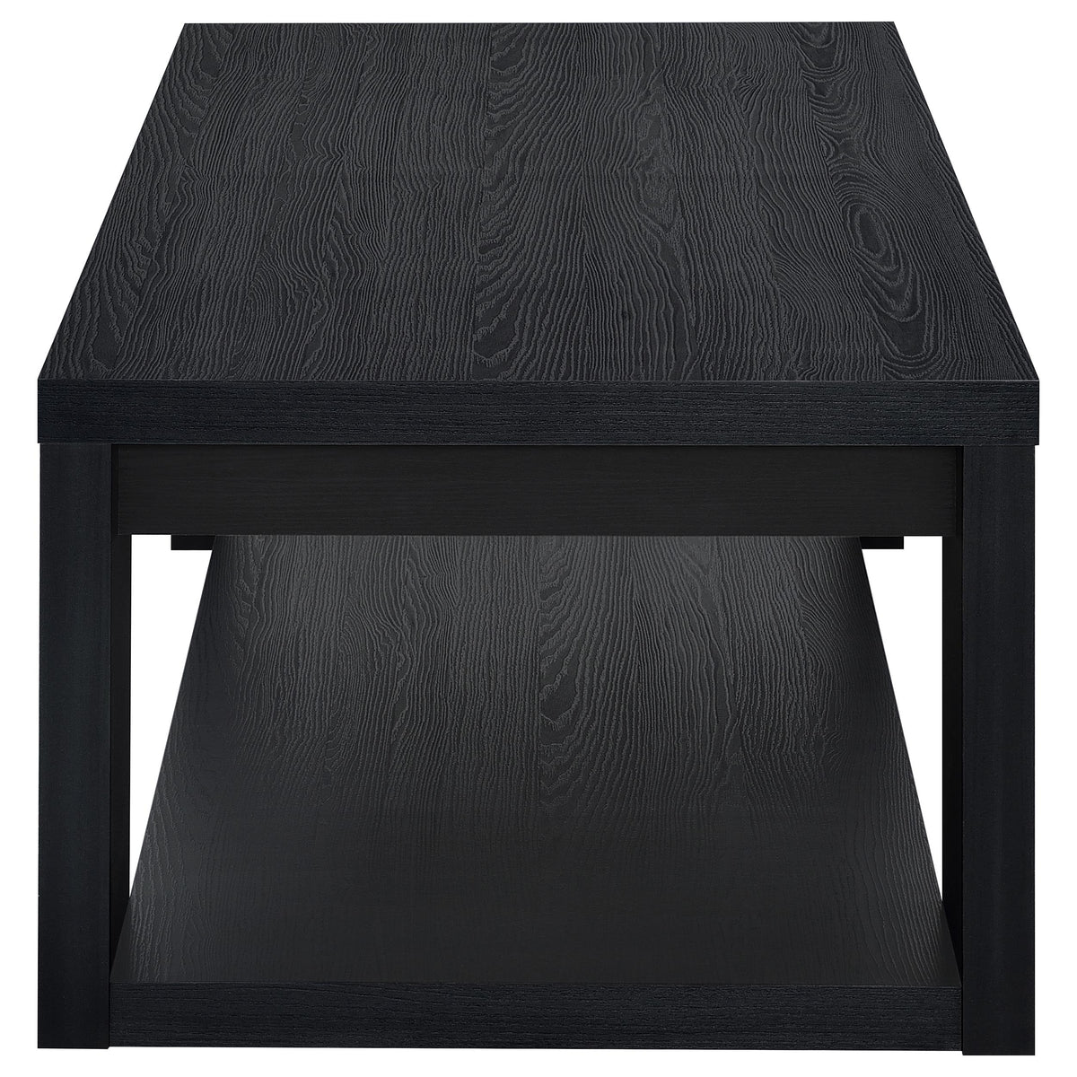 Pavone Transitional Rectangular Coffee Table with Open Lower Shelf Black