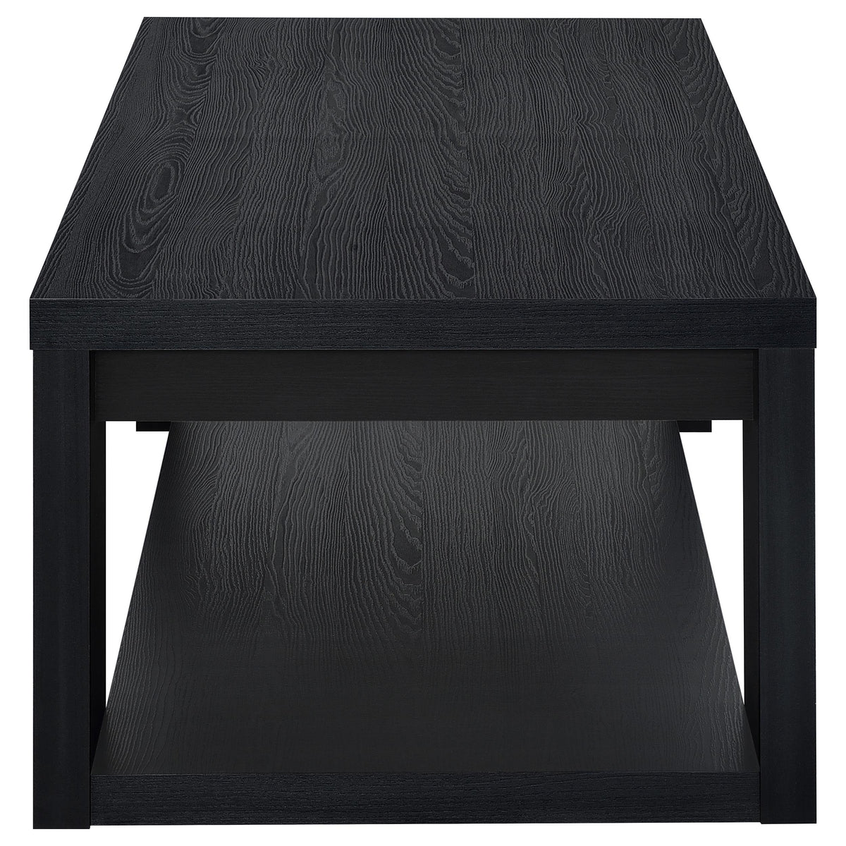 Pavone Transitional Rectangular Coffee Table with Open Lower Shelf Black