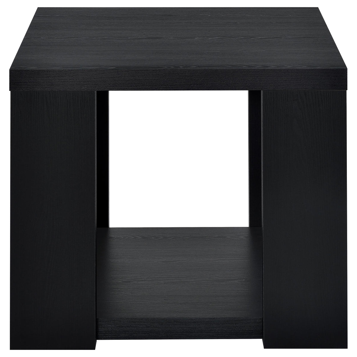 Pavone 2-Piece Transitional Coffee and End Table Set with Shelves Black
