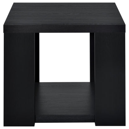 Pavone 2-Piece Transitional Coffee and End Table Set with Shelves Black