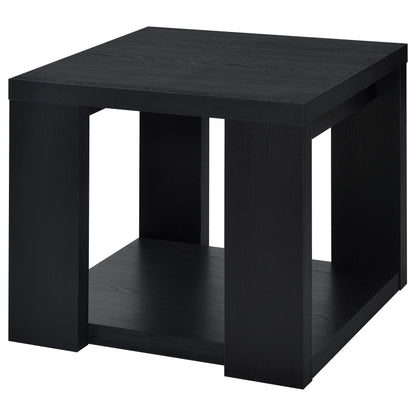 Pavone 2-Piece Transitional Coffee and End Table Set with Shelves Black