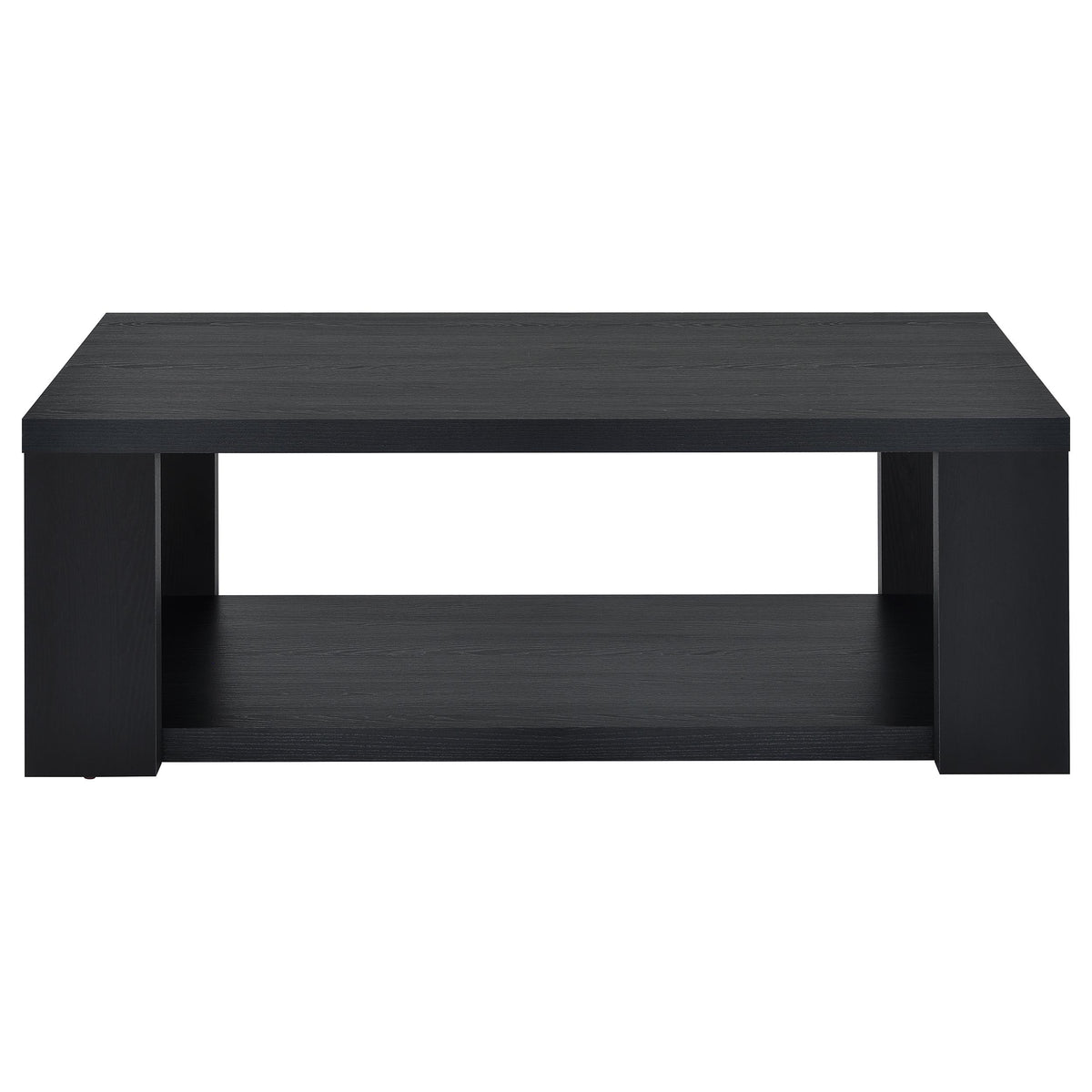Pavone 2-Piece Transitional Coffee and End Table Set with Shelves Black