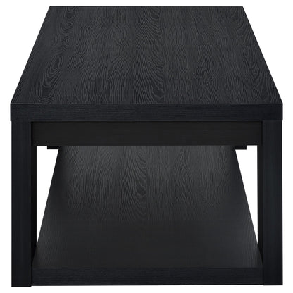 Pavone 2-Piece Transitional Coffee and End Table Set with Shelves Black
