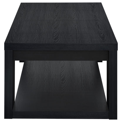 Pavone 2-Piece Transitional Coffee and End Table Set with Shelves Black