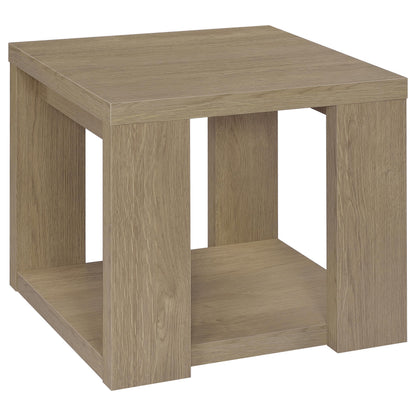 Pavone Transitional Square Storage End Table with Open Lower Shelf Latte