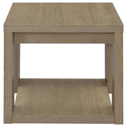Pavone Transitional Square Storage End Table with Open Lower Shelf Latte