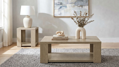 Pavone Transitional Square Storage End Table with Open Lower Shelf Latte