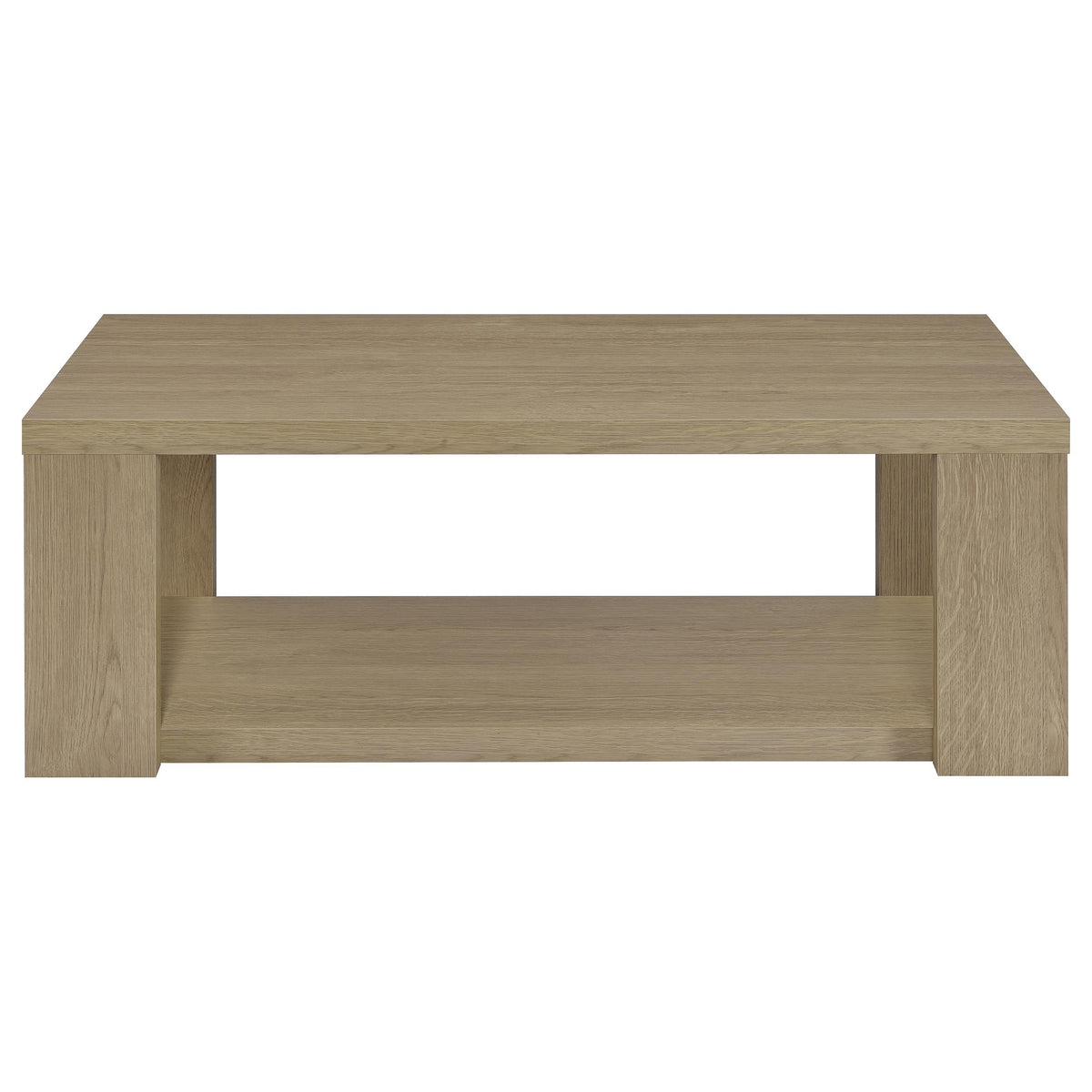 Pavone 2-Piece Transitional Coffee and End Table Set with Shelves Latte