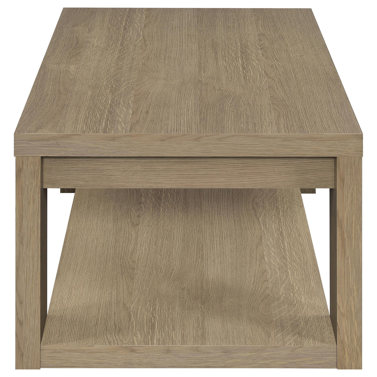 Pavone 2-Piece Transitional Coffee and End Table Set with Shelves Latte