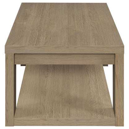 Pavone 2-Piece Transitional Coffee and End Table Set with Shelves Latte