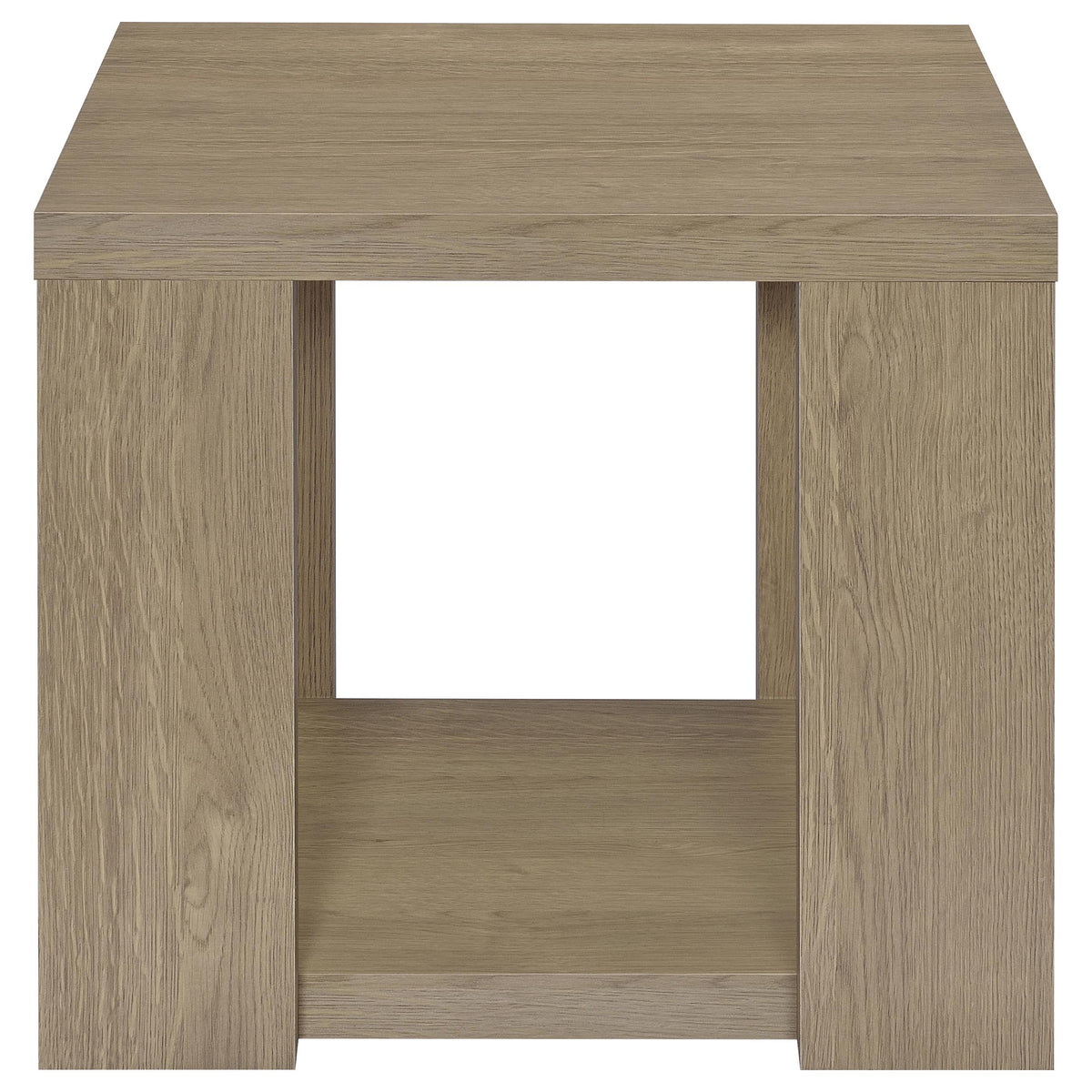 Pavone 3-Piece Transitional Coffee and End Table Set with Shelves Latte
