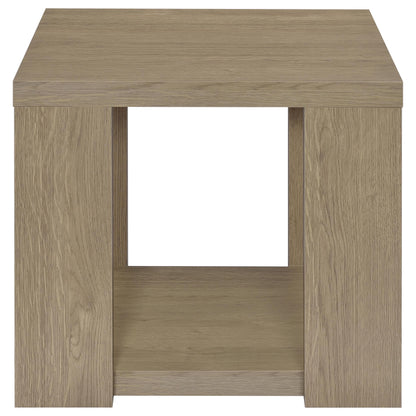 Pavone 3-Piece Transitional Coffee and End Table Set with Shelves Latte