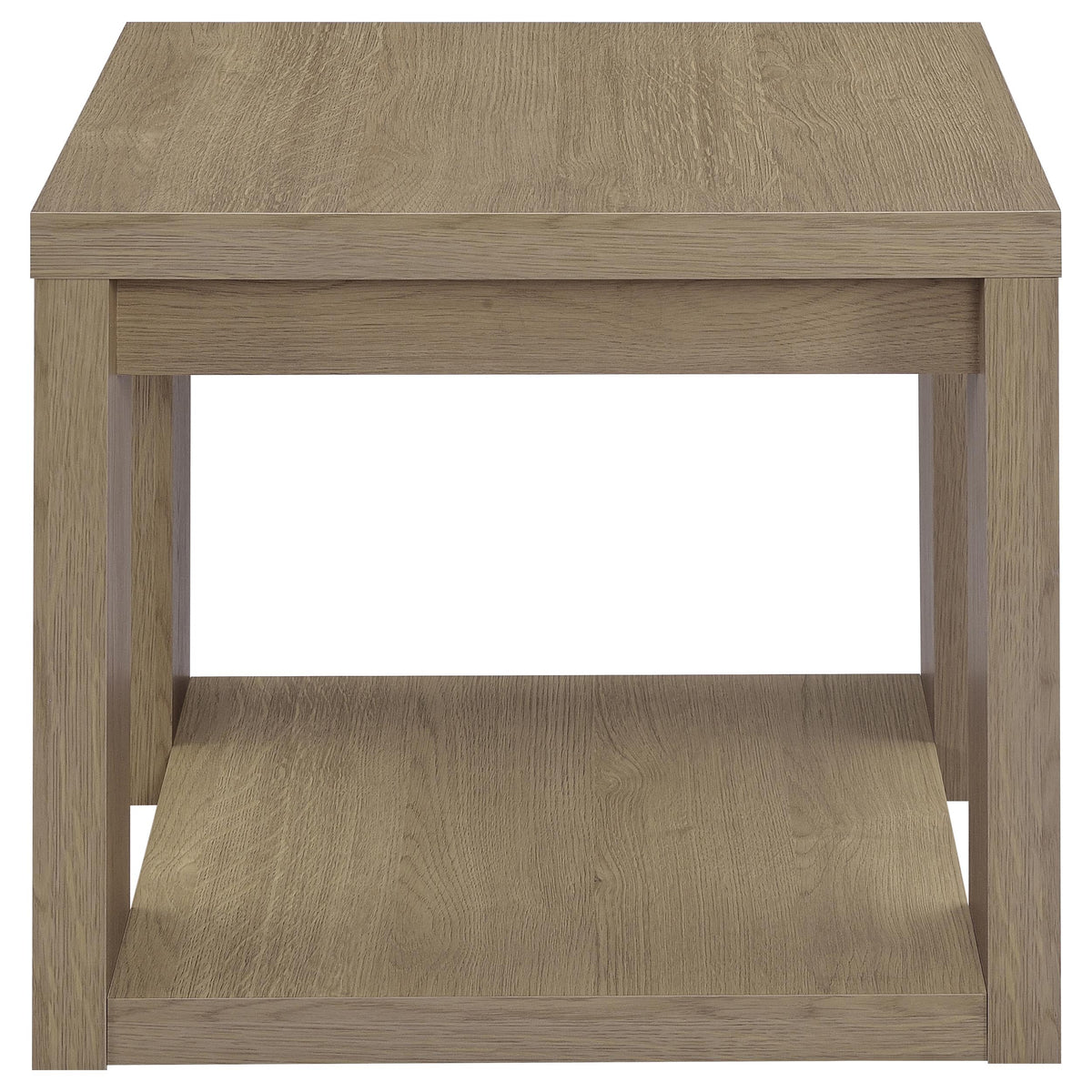 Pavone 3-Piece Transitional Coffee and End Table Set with Shelves Latte