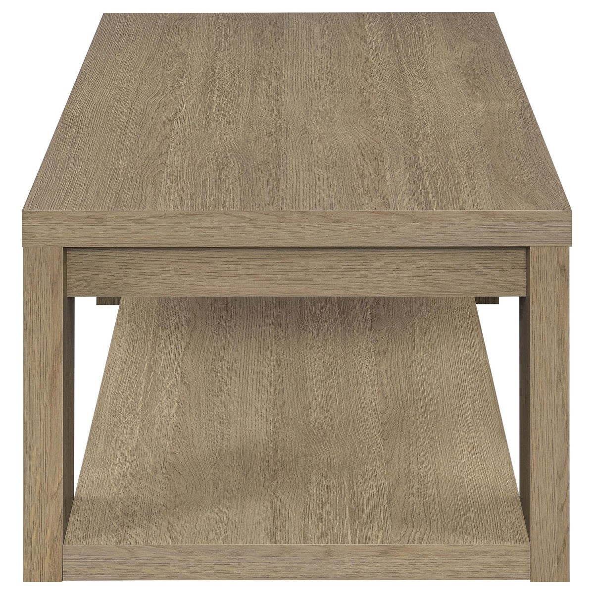 Pavone 3-Piece Transitional Coffee and End Table Set with Shelves Latte