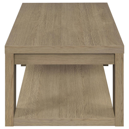 Pavone 3-Piece Transitional Coffee and End Table Set with Shelves Latte