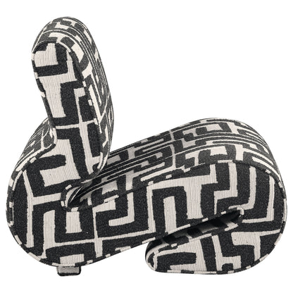 Eimer Geometric Jacquard Accent Chair Black