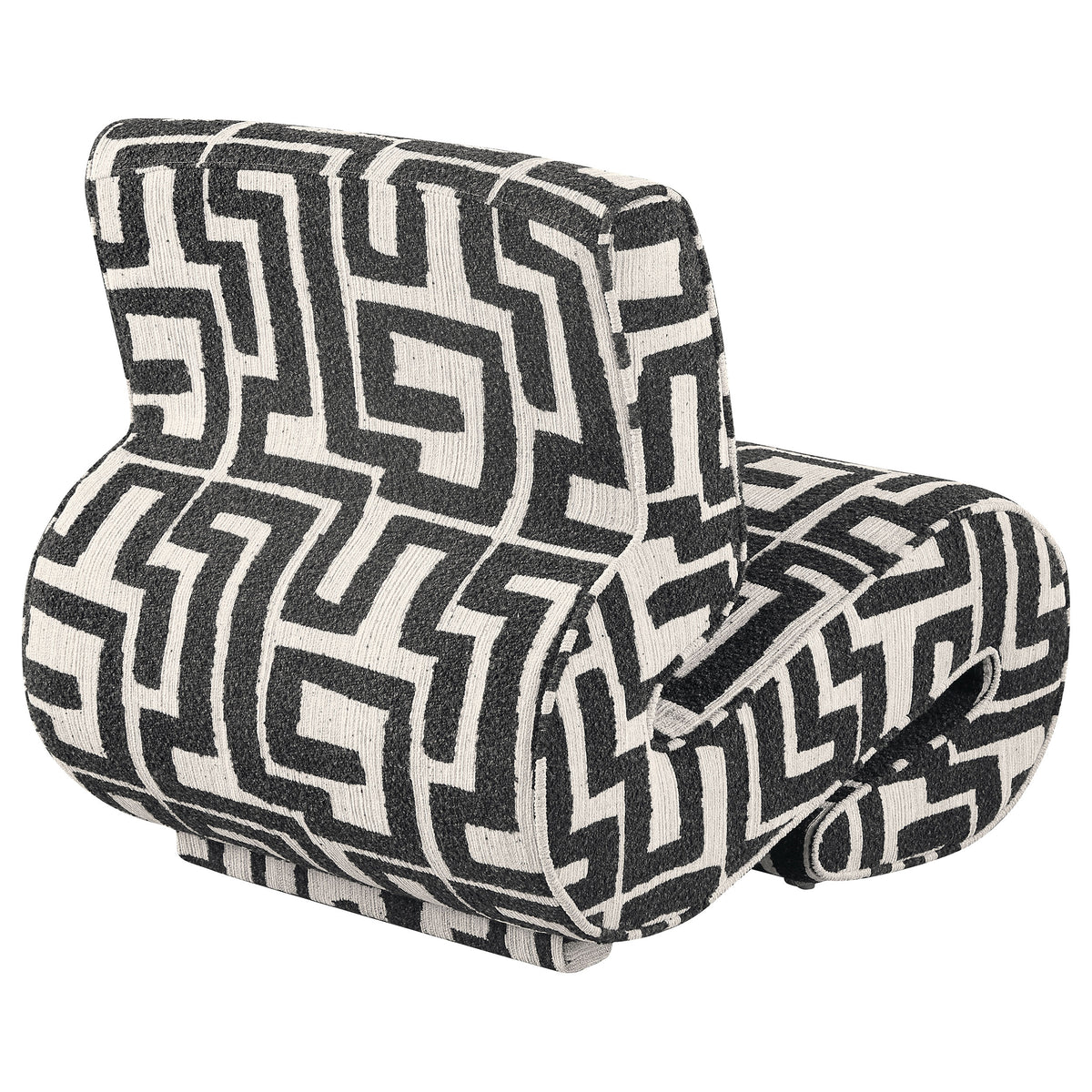 Eimer Geometric Jacquard Accent Chair Black