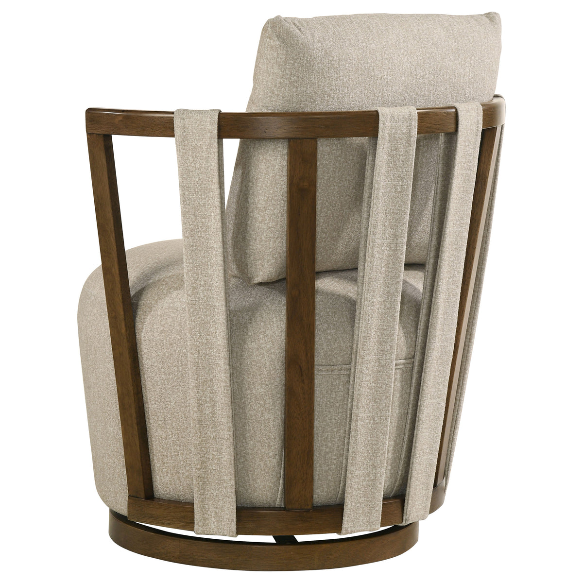 Harlowe Upholstered Swivel Accent Chair with Wood Arms Greige and Brown