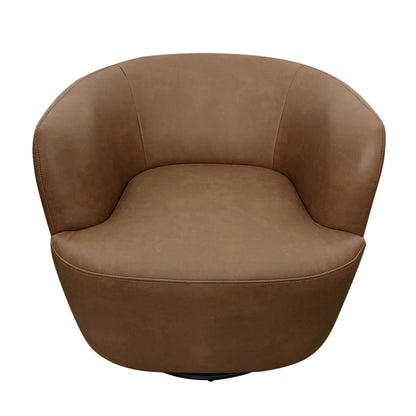 Hudson Faux Leather Swivel Accent Chair Cognac