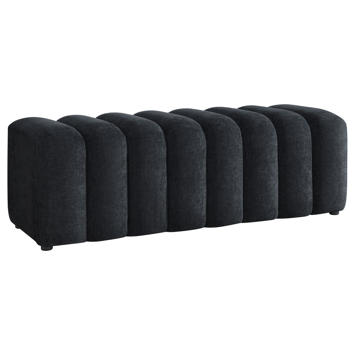 Summer Upholstered Channel Accent Bench Black