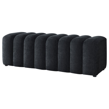 Summer Upholstered Channel Accent Bench Black