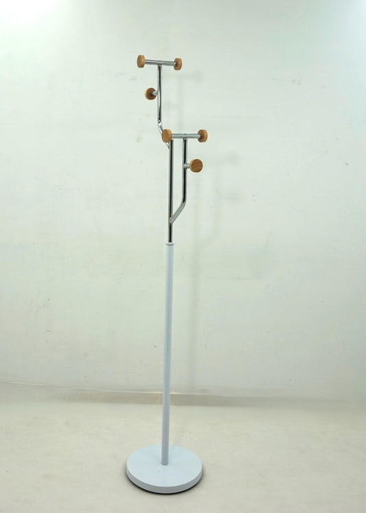 Leblanc Freestanding Metal Coat Rack with Tiered Hooks in White