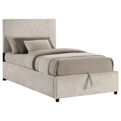 Reeves Upholstered Twin Lift-Top Storage Platform Bed Beige