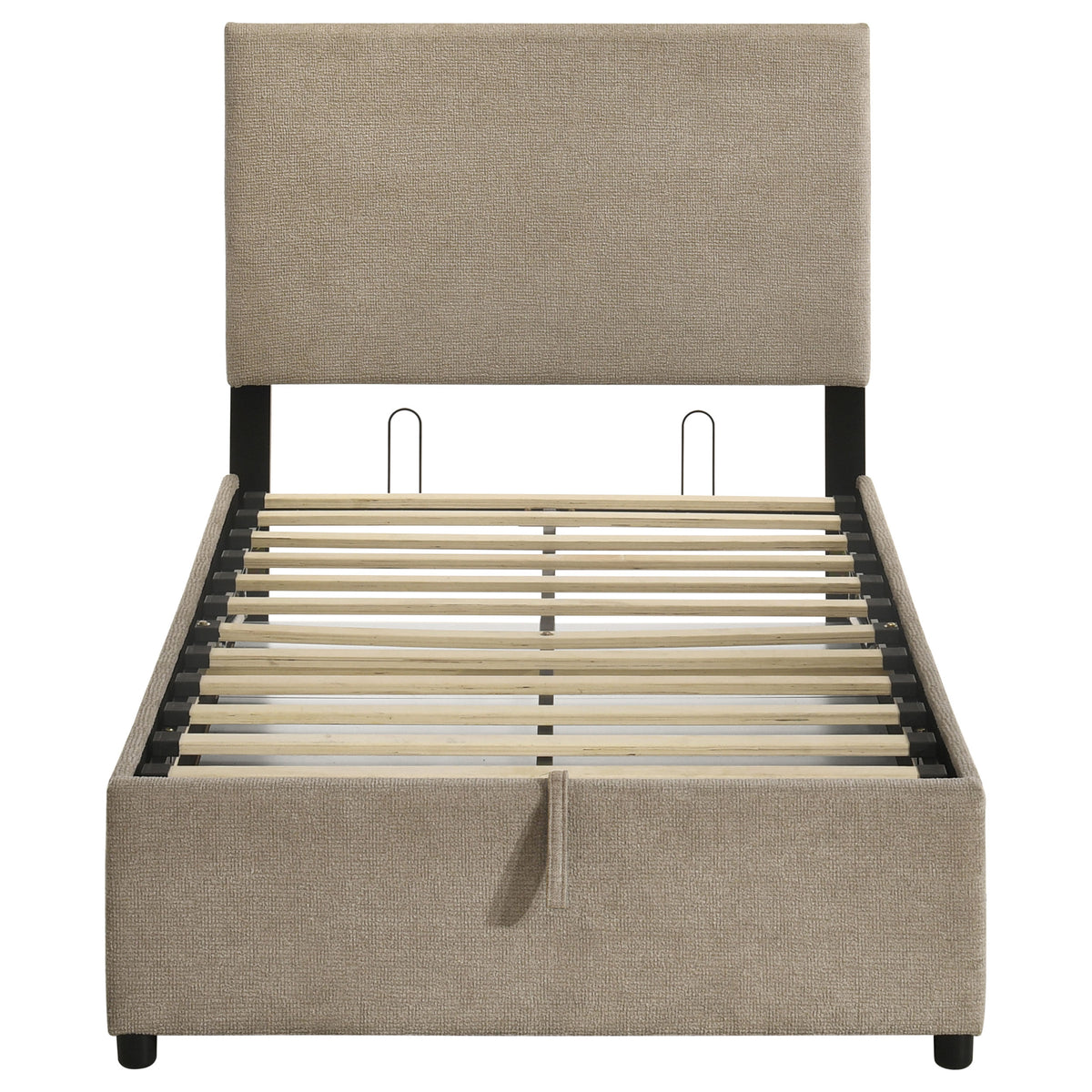 Reeves Upholstered Twin Lift-Top Storage Platform Bed Tan