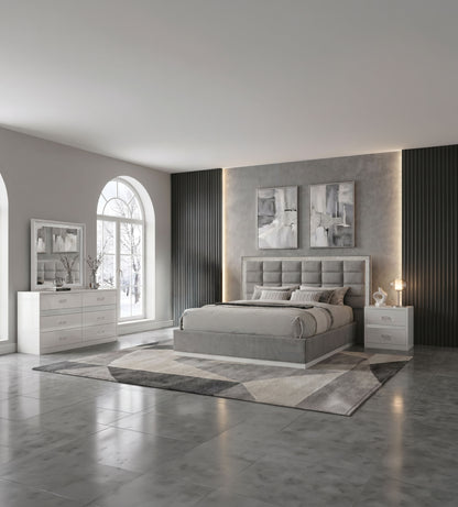 Viana 4-Piece Eastern King Platform Bedroom Set Grey and White High Gloss