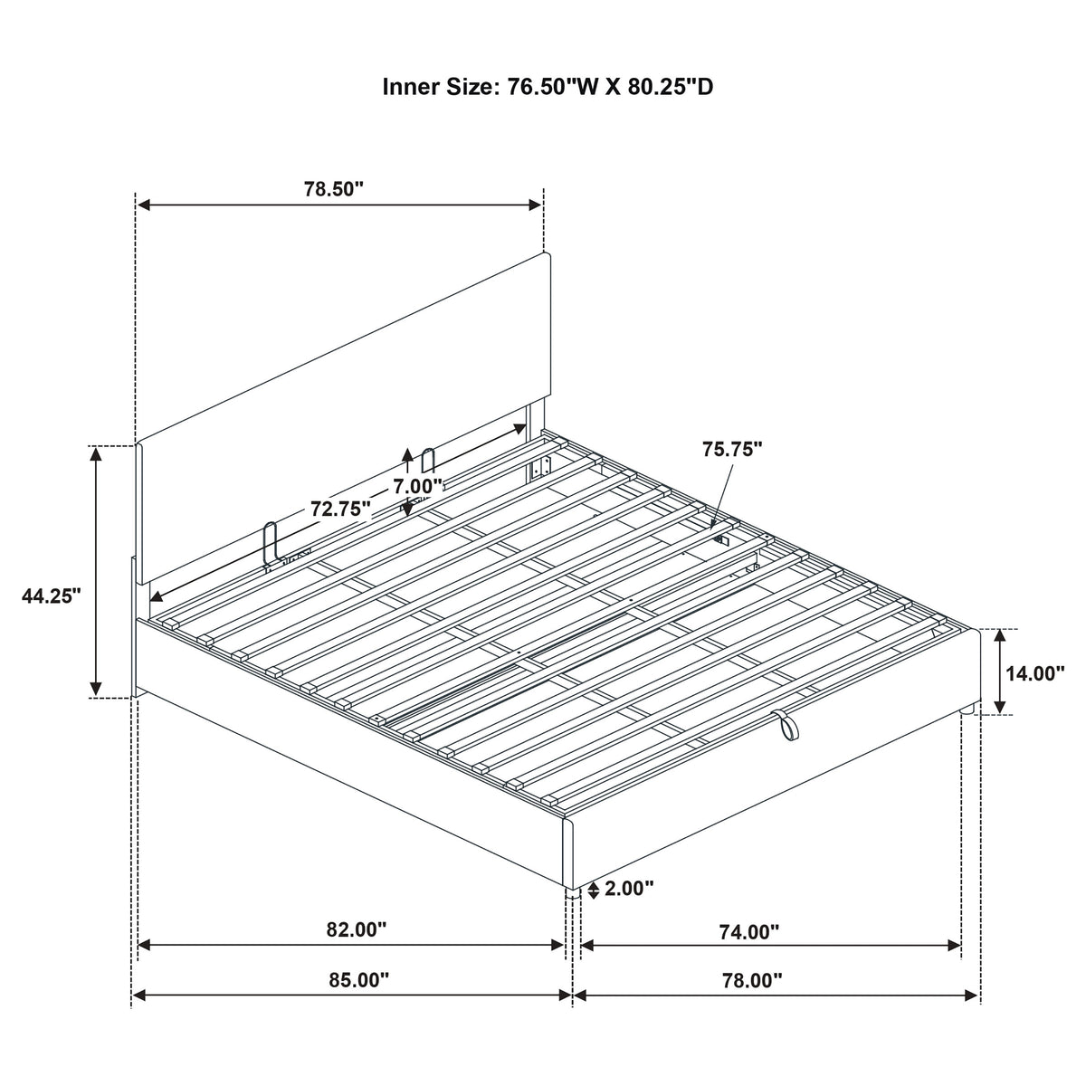 Reeves Upholstered Eastern King Lift-Top Storage Platform Bed Tan