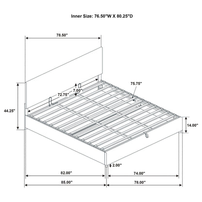 Reeves Upholstered Eastern King Lift-Top Storage Platform Bed Tan