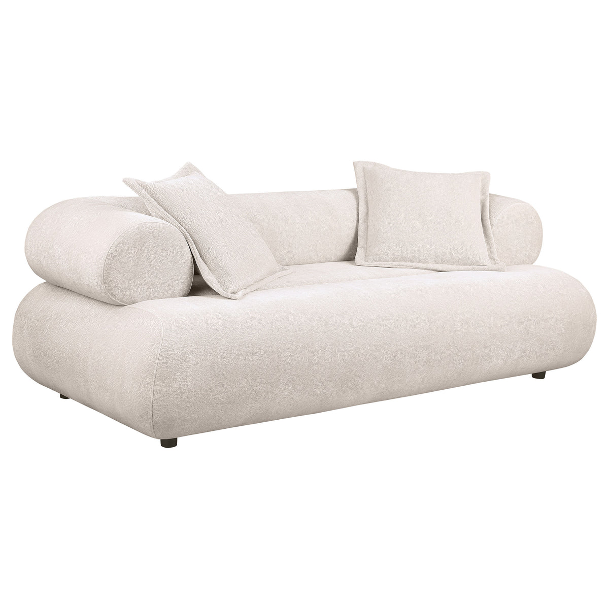 Eskola 3-seat Chenille Sofa with Rounded Shelter Arms Ivory