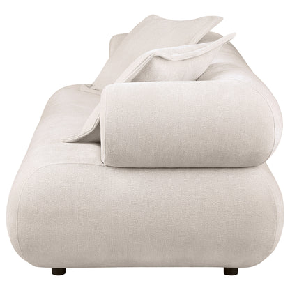 Eskola 3-seat Chenille Sofa with Rounded Shelter Arms Ivory