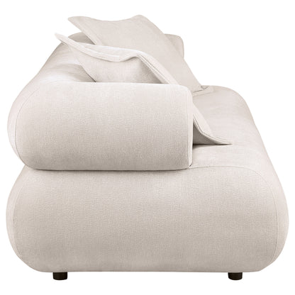 Eskola 3-seat Chenille Sofa with Rounded Shelter Arms Ivory
