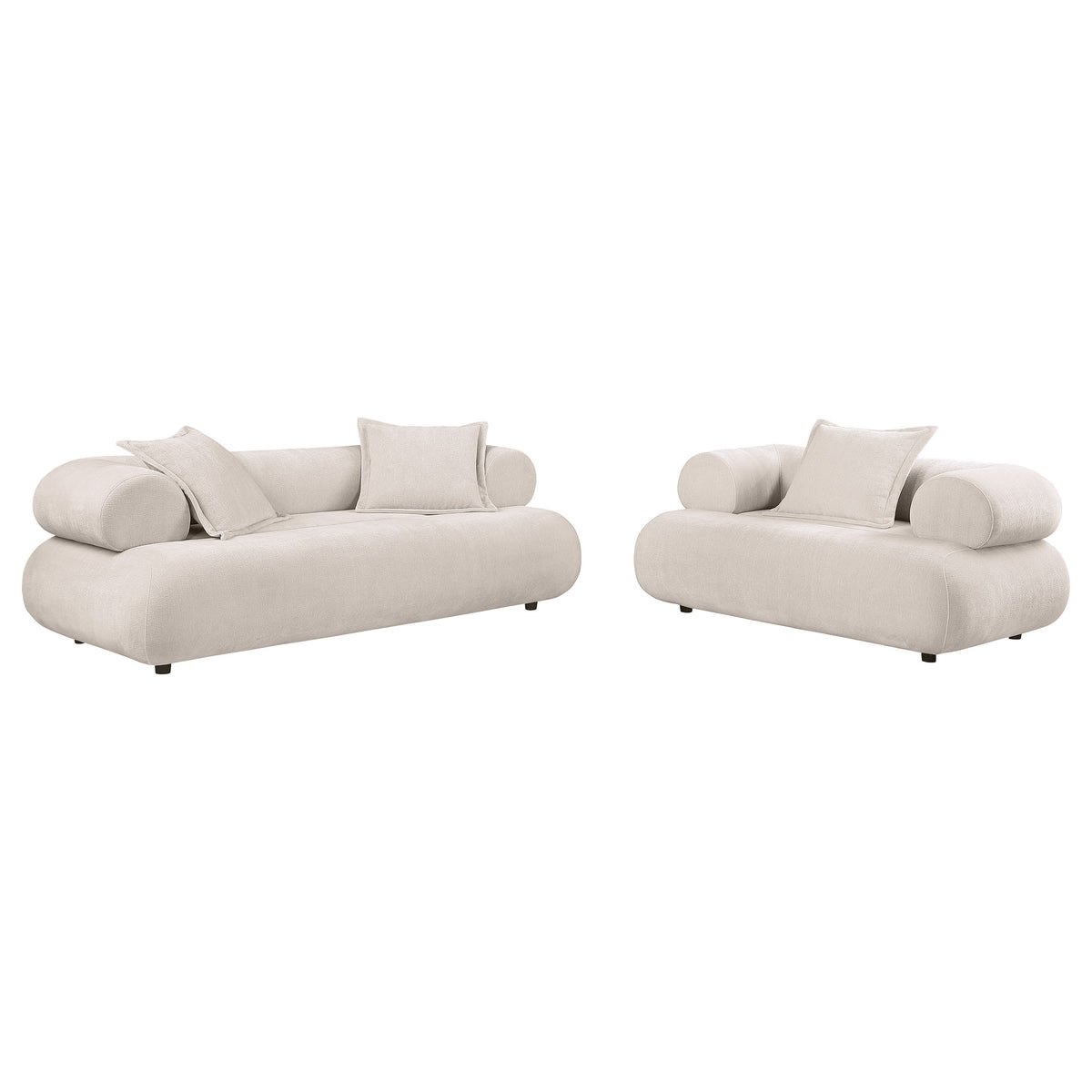 Eskola 2-Piece Chenille Sofa and Accent Chair Set Ivory