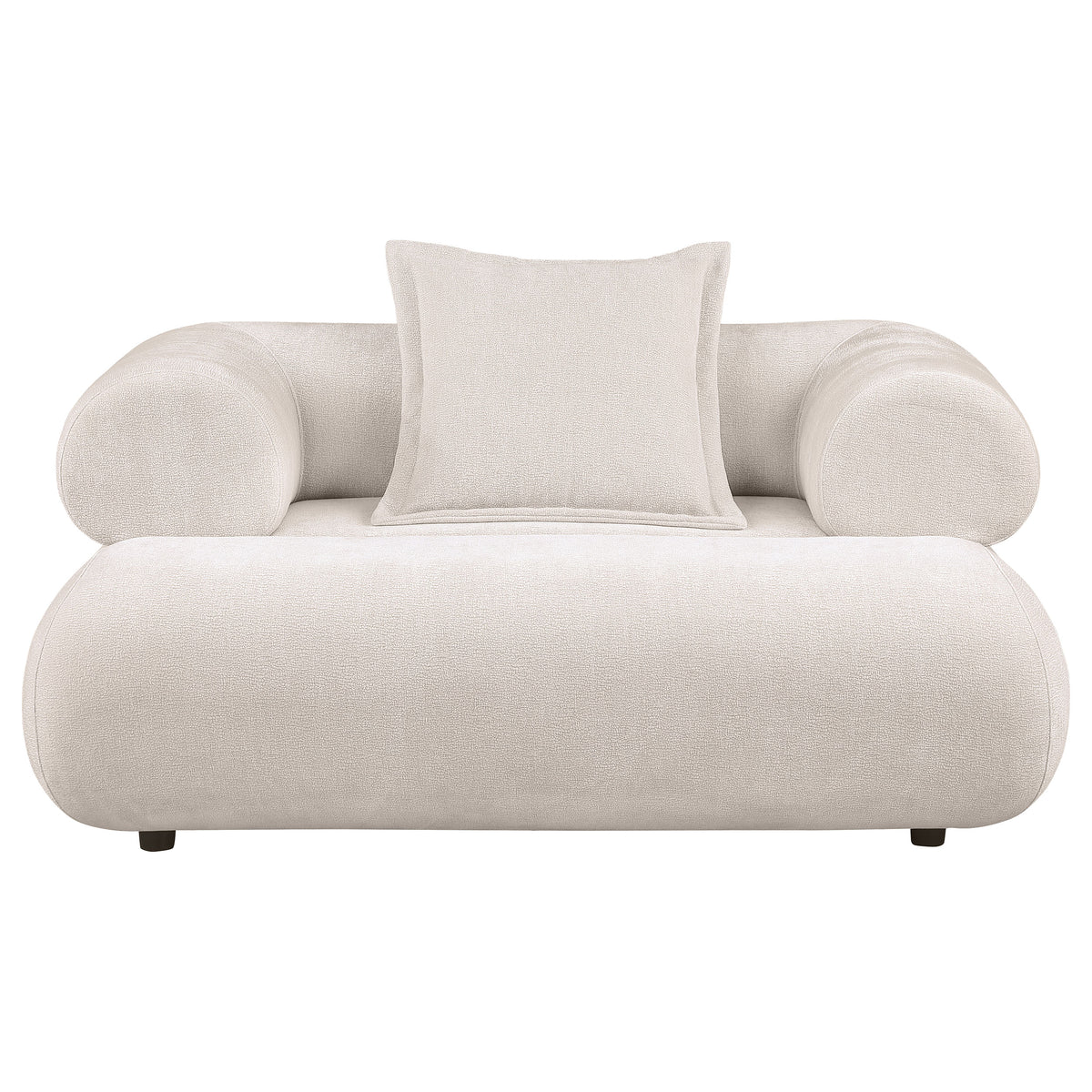 Eskola Chenille Accent Chair with Rounded Shelter Arms Ivory