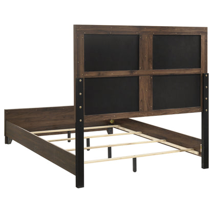 Farre Queen Upholstered Panel Bed Dark Brown