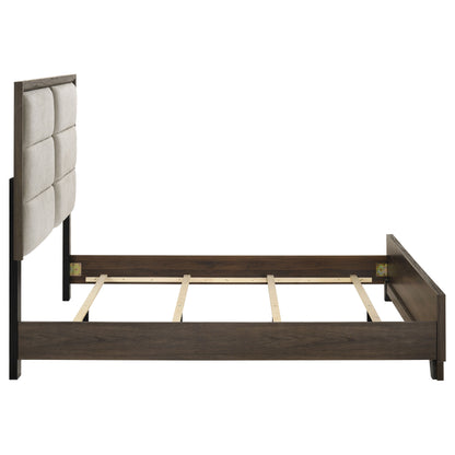 Farre Queen Upholstered Panel Bed Dark Brown