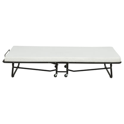 Massey Twin Folding Bed Frame with Memory Foam Mattress Black