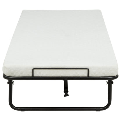 Massey Twin Folding Bed Frame with Memory Foam Mattress Black