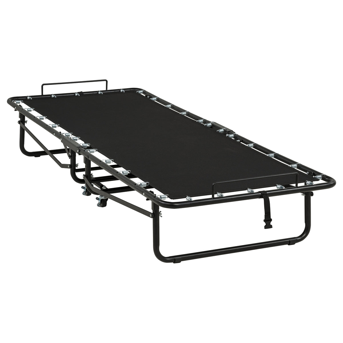 Massey Twin Folding Bed Frame with Memory Foam Mattress Black