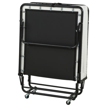 Massey Twin Folding Bed Frame with Memory Foam Mattress Black