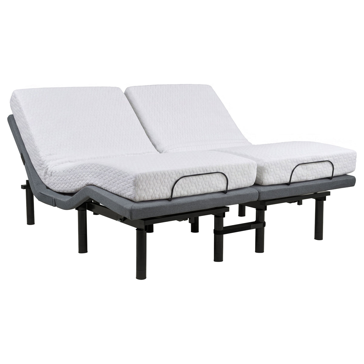 Weston Split Eastern King Massage Adjustable Bed Base in Black and Grey