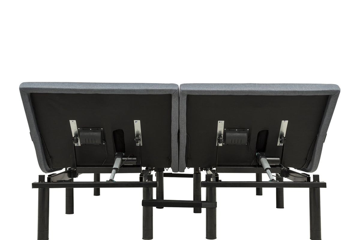 Weston Split Eastern King Massage Adjustable Bed Base in Black and Grey