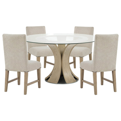 Naser 5-piece 48-inch Round Dining Table Set Beige and Light Oak