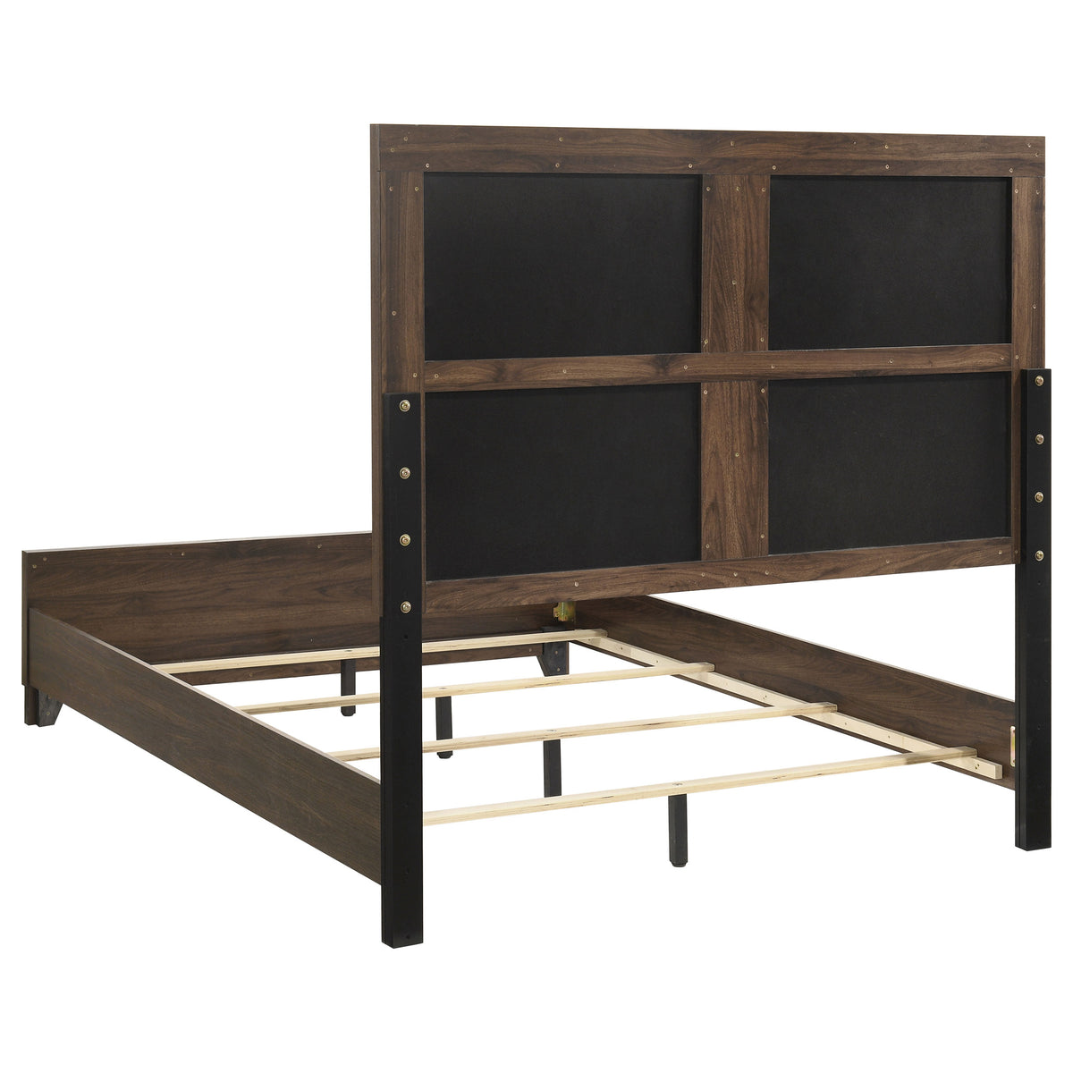 Farre Eastern King Upholstered Panel Bed Dark Brown