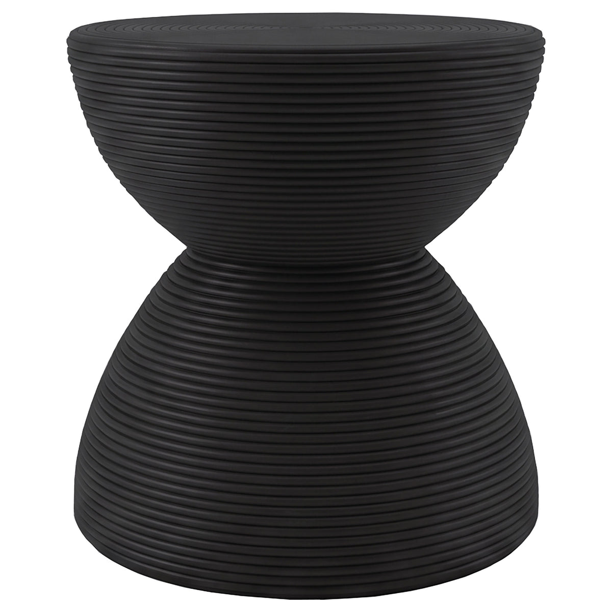 Macedo 2-Piece Transitional Round Rattan Coffee and End Table Set Black