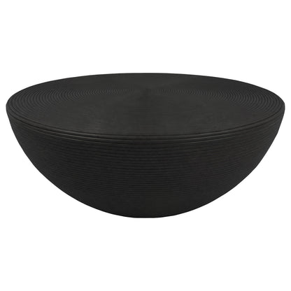 Macedo 2-Piece Transitional Round Rattan Coffee and End Table Set Black