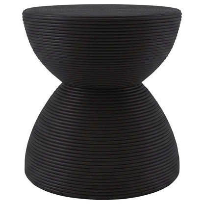 Macedo 3-Piece Transitional Round Rattan Coffee and End Table Set Black