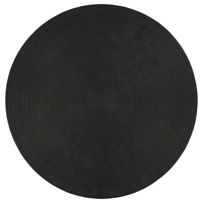 Macedo 3-Piece Transitional Round Rattan Coffee and End Table Set Black
